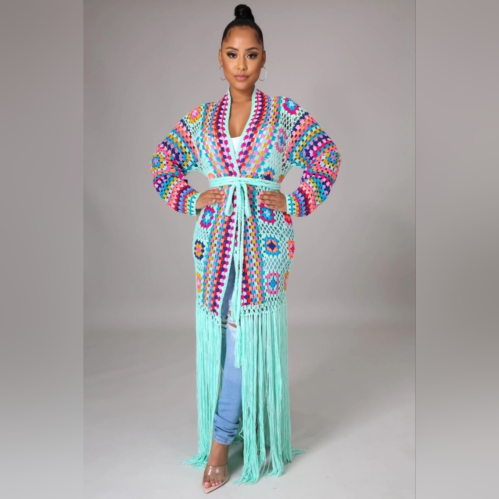 Crochet/Knitted FRINGE Cardigan